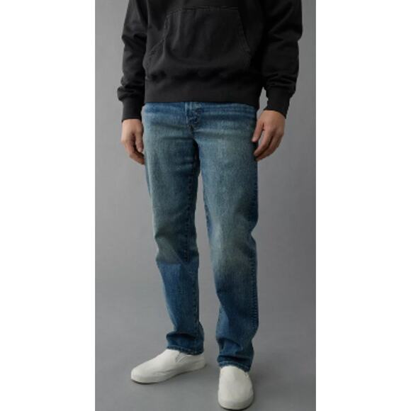 American Eagle AirFlex + Slim Straight Leg Jeans Medium‎ Wash Size 40x32 - Picture 1 of 10